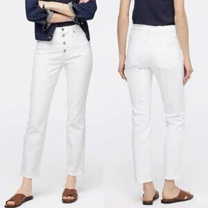 J.Crew 10" Vintage High Waist Slim-Straight Jeans White Plus 33 36 Curvy NWT
